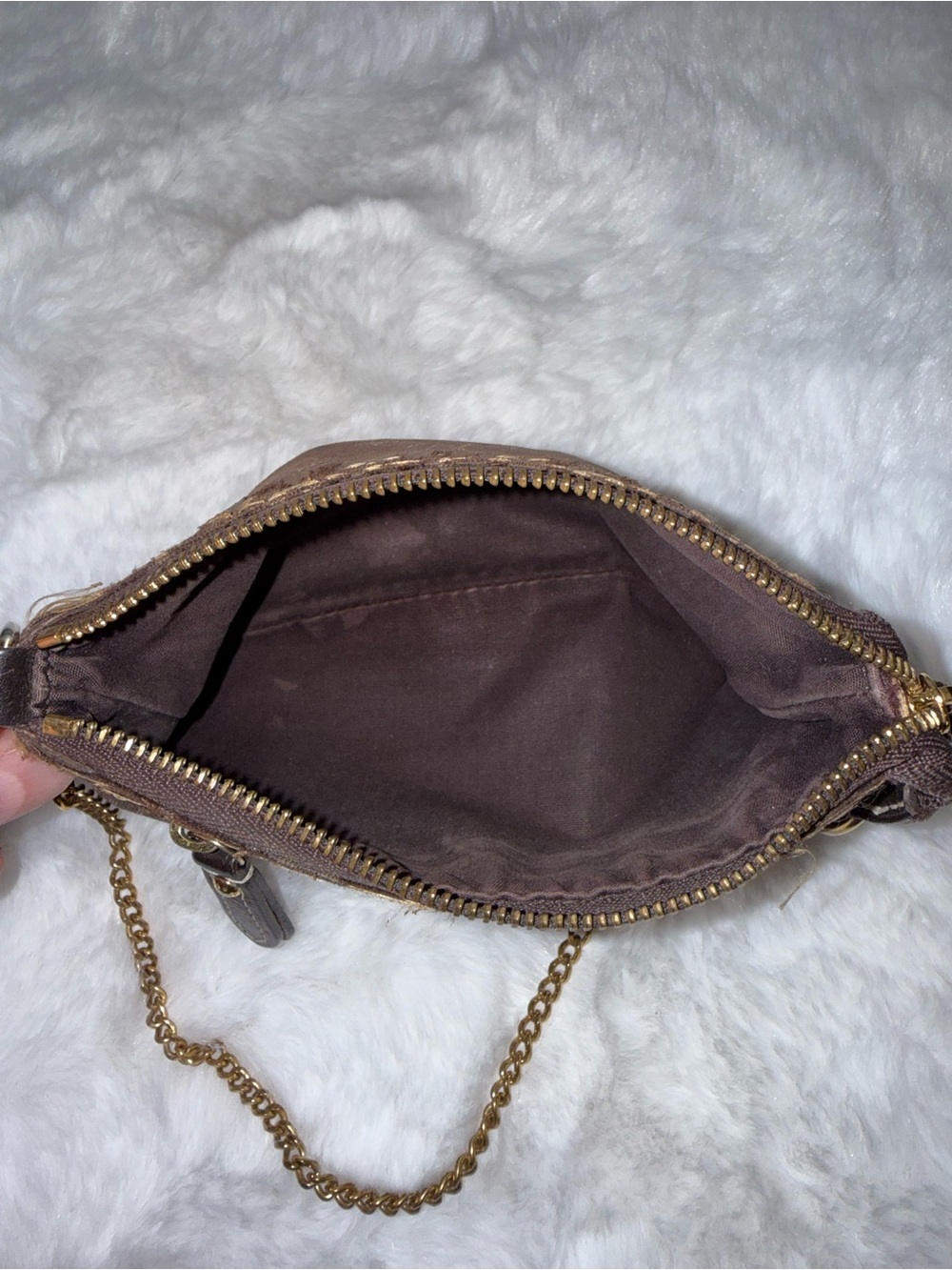 Louis Vuitton Brown Monogram Canvas Mini Lin Pochette with Chain Wristlet - Picture 9 of 15